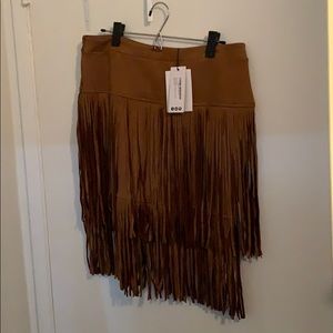 Boohoo Fringe Suede Skirt